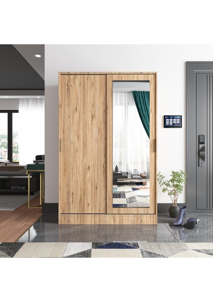 Aura Dual Pine Portmanto Vestiyer Ayakkabılık Aynalı 2 Sürgü Kapaklı