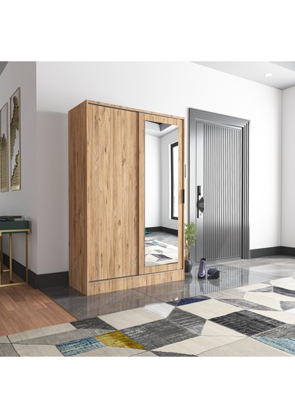Aura Dual Pine Portmanto Vestiyer Ayakkabılık Aynalı 2 Sürgü Kapaklı