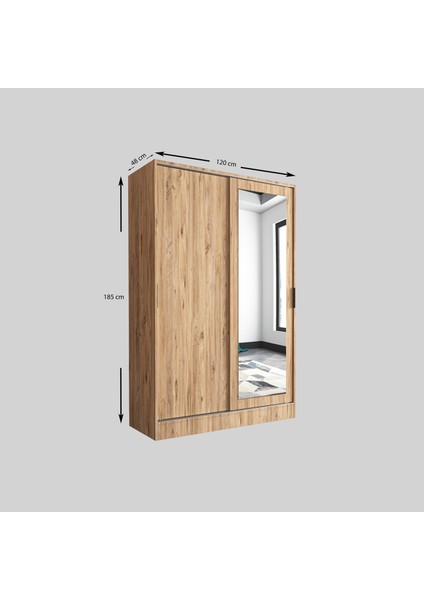 Aura Dual Pine Portmanto Vestiyer Ayakkabılık Aynalı 2 Sürgü Kapaklı