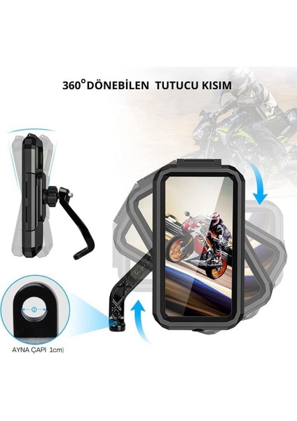M18 -53 Döküm Ayna Dibi Bağlantılı Su Geçirmez Telefon Tutucu