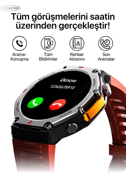 Watch T-Ranger Ultra Akıllı Saat Outdoor Güçlü ve Dayanıklı Tasarım | Gelişmiş Batarya Performansı Navigasyon Karnaval Kırmızı Mactivepro - Harvox fırsatları