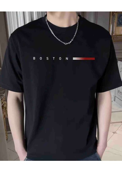 Boston Baskılı Özel Tasarım Oversize Tshirt