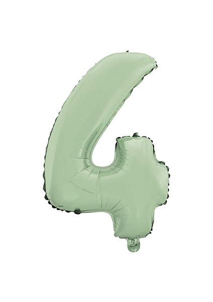 4 Rakam Mat Mint Yeşili Folyo Balon 26 Inç 66 cm
