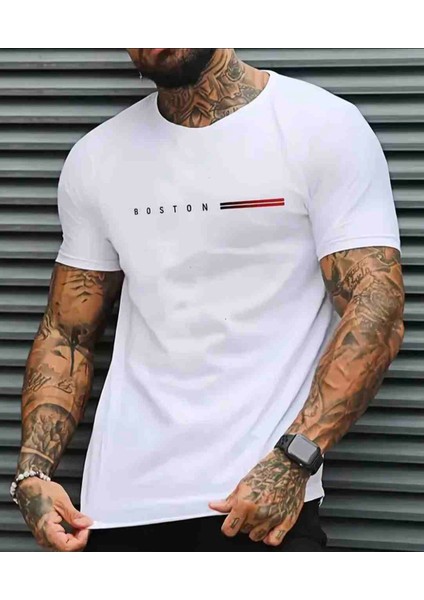 Boston Baskılı Özel Tasarım Oversize Tshirt