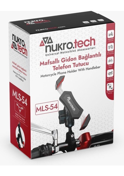 Mls-54 Mafsallı Gidon Bağlantılı Motosiklet Telefon Tutucu