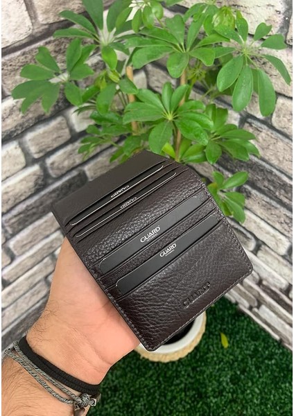 Derije Hakiki Deri Kahverengi Patlı Tasarım Unisex Kartlık (T1410)