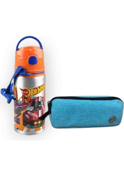 Hot Wheels Lisanslı Okul Çantası , Beslenme Çantası , Çift Gözlü Kalemlik - Alüminyum Matara Hediyeli fırsatları