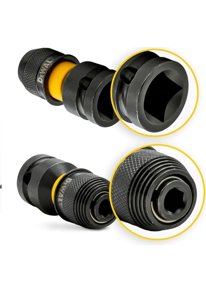 DT7508-QZ 1/4'' Hex ile 1/2'' Kare Darbeli Anahtar Adaptörü