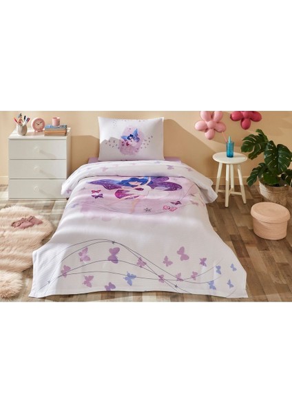 Lila Fairies Tek Kişilik Pike Takımı