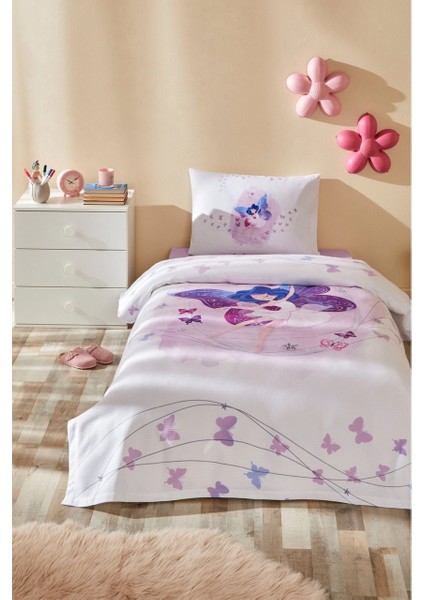 Lila Fairies Tek Kişilik Pike Takımı