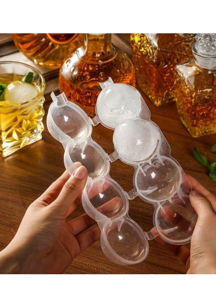 4 Bölmeli Küre Buz Topu Kalıbı - Yuvarlak Buz Topu (4415)