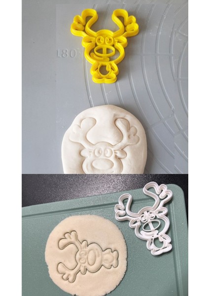 2 Adet Karikatür Geyik Kurabiye Kalıbı Hamur Şekillendirici / Hamur Figür Kalıp / Oyun Hamuru Kalıb