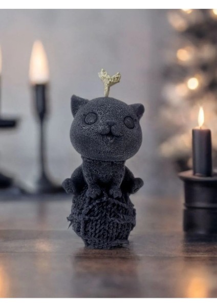 Aresmumatölyesi Dekoratif Hediyelik 4 ' Lü Sevimli Kedi Şeklinde Mum