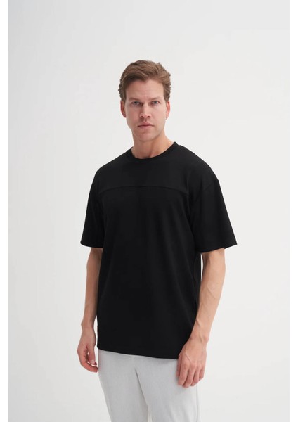 Bisiklet Yaka Siyah Erkek T-Shirt 4007