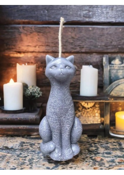 Aresmumatölyesi Dekoratif Hediyelik Kedi Şeklinde Mum