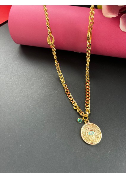 Altın Kaplama Mavi Gözlü Nazar Boncuklu Kolye fiyatları