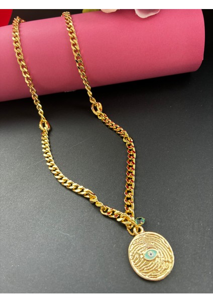 Altın Kaplama Mavi Gözlü Nazar Boncuklu Kolye modelleri