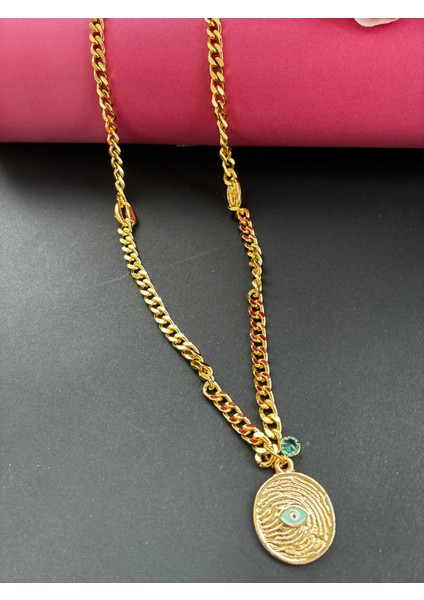 Altın Kaplama Mavi Gözlü Nazar Boncuklu Kolye indirimleri