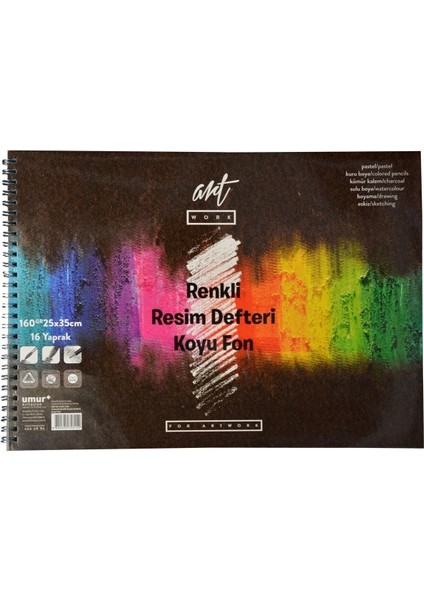 Clara Renkli Resim Defteri Koyu Fon 160 gr 25 x 35 16 Yaprak