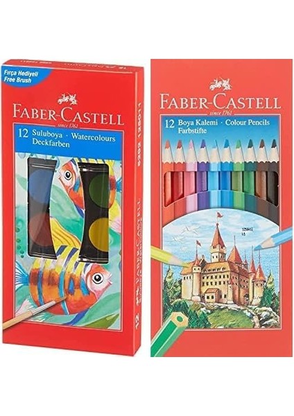 12'li Suluboya& Faber-Castell 12LI Boya Kalemi Seti