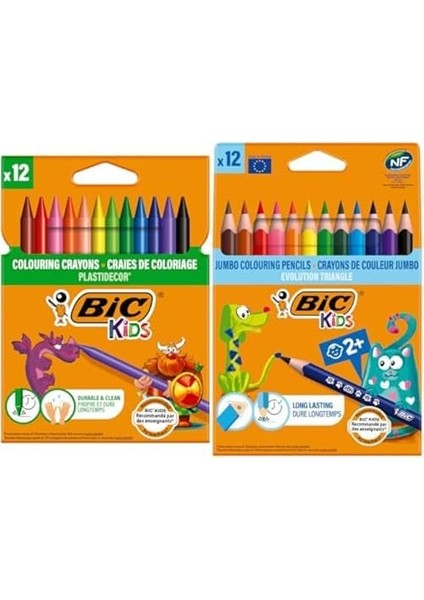 Plastidecor Pastel Boya ve Evolution Jumbo Kuru Boya Seti (12'li + 12'li)