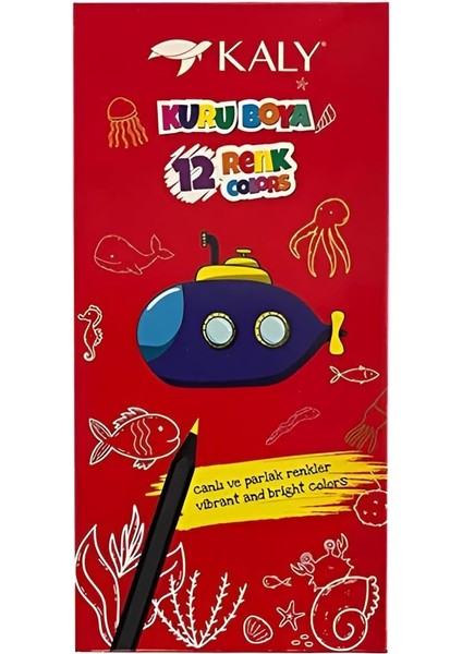 Kuru Boya, 12 Renk, Canlı ve Parlak Renkler, Denizaltı Temalı