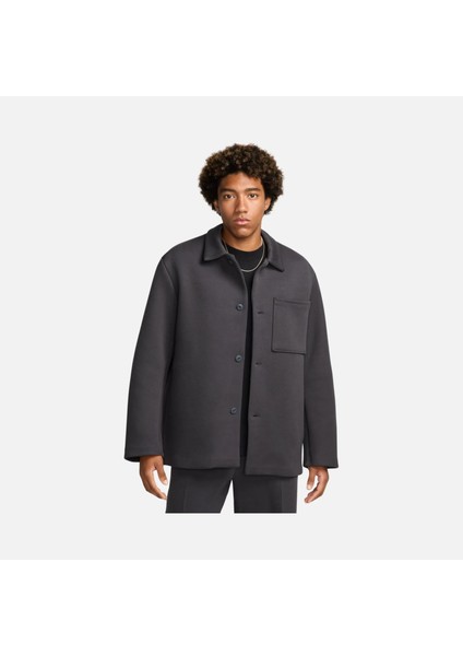 Sportswear Tech Fleece Shacket Unlined Full Buttoned Bol Kesim Erkek Koyu Gri Ceket FZ7566-060