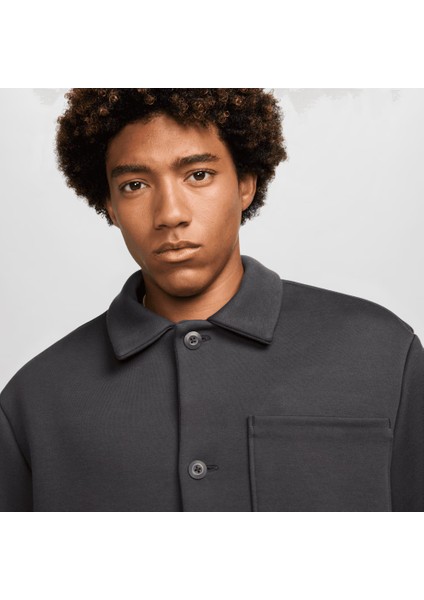 Sportswear Tech Fleece Shacket Unlined Full Buttoned Bol Kesim Erkek Koyu Gri Ceket FZ7566-060 fiyatları