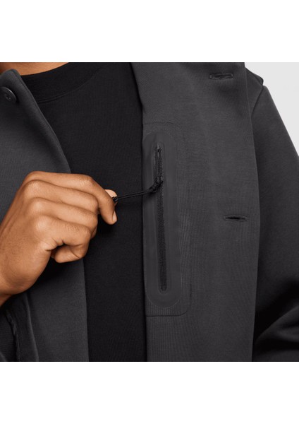 Sportswear Tech Fleece Shacket Unlined Full Buttoned Bol Kesim Erkek Koyu Gri Ceket FZ7566-060 modelleri