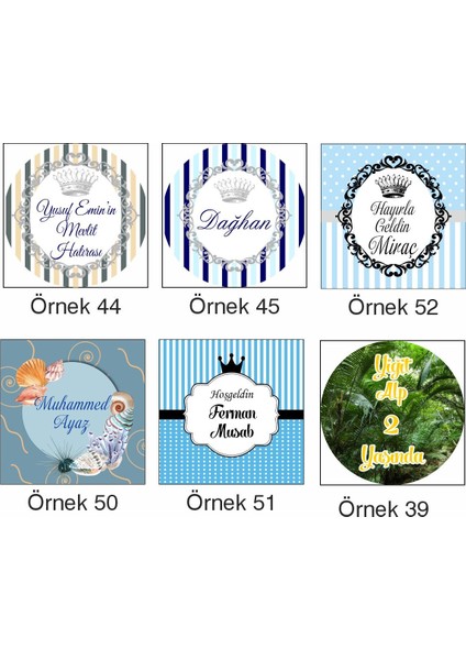 Kişiye Özel Erkek Çocuğu Için Okyanus Mevlid - Hoşgeldin Mdf Üzerine Uv Baskılı 20 Adet Magnet