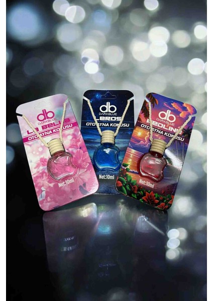 Premium Parfüm Esanslı 3 Adet 10ML Oto Ayna Kokusu Cam Şişe