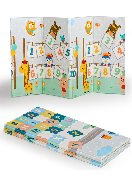 Pretty Numbers - Katlanabilir - Extra Large - Çift Yönlü - Oyun Halısı ve Matı 160X180X1 (Taşıma Çantası Hediyeli)