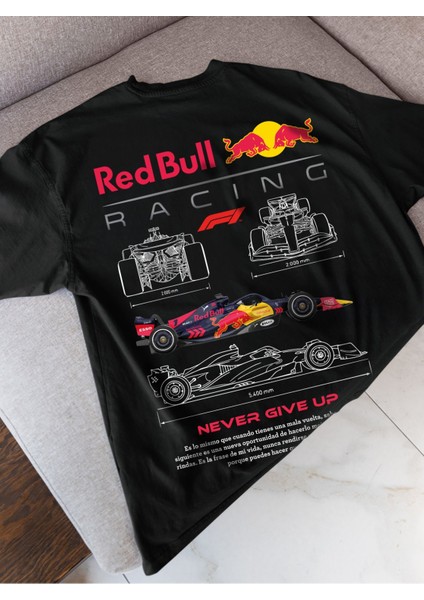 Red Bull Racing F1 Oversize Tişört – Formula 1 Takım Temalı Pamuk Özel Baskı