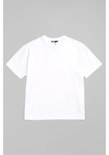 Beyaz Oversize Tişört | Kalın Kumaş Geniş Kalıp Tshirt