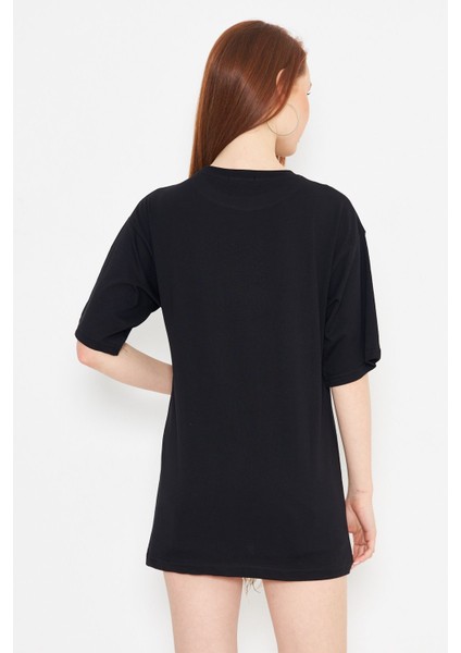 Taş Baskılı Tshirt Oversize Ay Gibi Parla