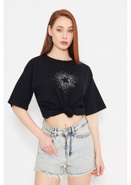 Taş Baskılı Yıldız Tshirt Oversize