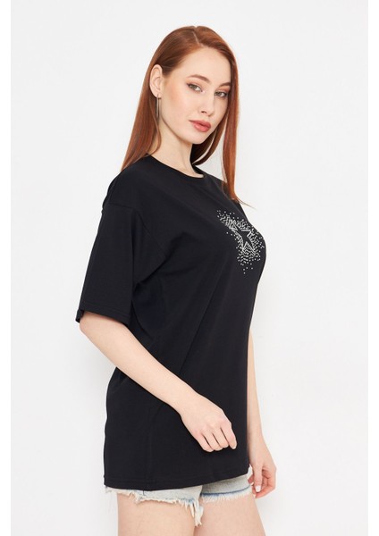 Taş Baskılı Yıldız Tshirt Oversize