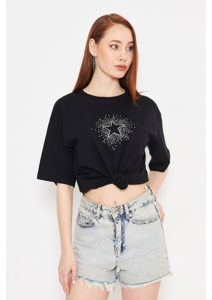 Taş Baskılı Yıldız Tshirt Oversize