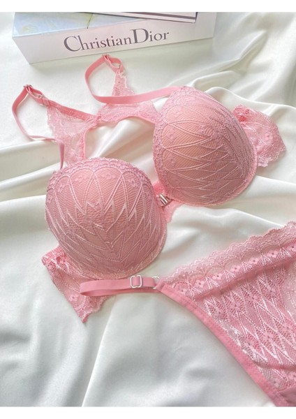 Pembe Destekli Sütyen Takımı Önden Kapamalı Iç Çamaşır Sütyen Tanga Set Kadın Iç Giyim modelleri