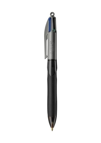 4 Colours Grip Pro Tükenmez Kalem 12'li Kutu, Kauçuk Tutacak, 1.0mm Uç, Tek Kalemde Mavi, Kırmızı, Yeşil ve Siyah Renkler