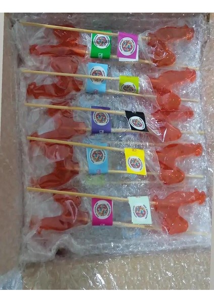 Horoz Şekeri (20'li) Kutu Kırmızı Renk Karışık Meyve Aromalı Ahşap Saplı (12 Gr)