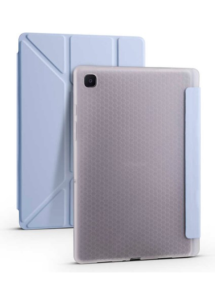 Samsung Galaxy Tab A7 10.4 T500 2020 Kılıf Uyumlu Zore Tri Folding Kalem Bölmeli Standlı Kılıf-Mavi