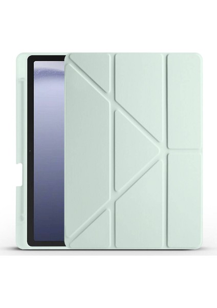 Samsung Galaxy Tab A9 Plus Kılıf Uyumlu Zore Tri Folding Kalem Bölmeli Standlı Kılıf-Yeşil