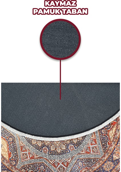 Bambu Yuvarlak Halı Kaymaz Pamuk Taban - KYH362