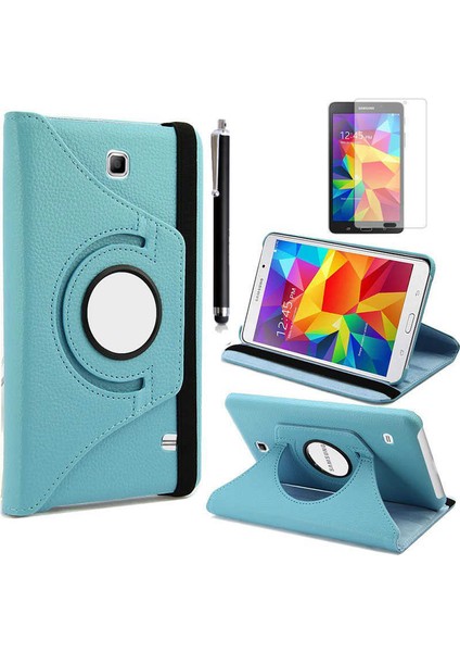 Samsung Galaxy Tab 4 7.0 T230 Uyumlu Zore Dönebilen Standlı Kılıf-Mavi