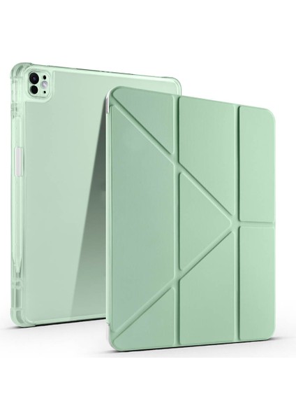 Apple iPad Air 13 2025 M3 Kılıf Zore Tri Folding Kalem Bölmeli Standlı Kılıf - Yeşil