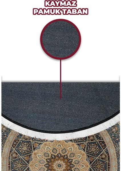 Bambu Yuvarlak Halı Kaymaz Pamuk Taban - KYH105