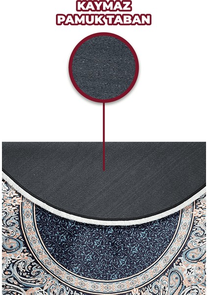 Bambu Yuvarlak Halı Kaymaz Pamuk Taban - KYH304