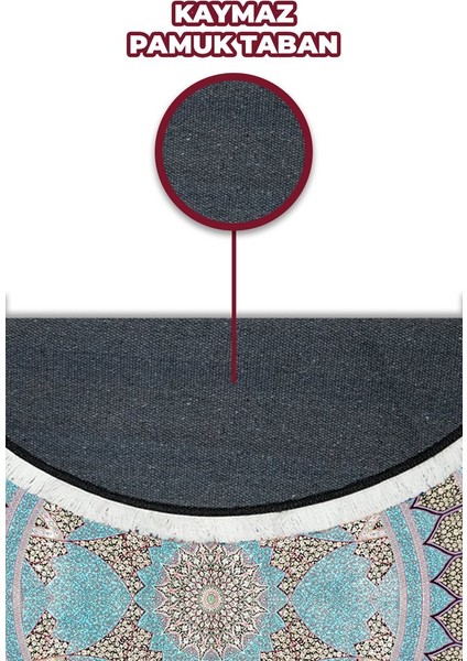 Bambu Yuvarlak Halı Kaymaz Pamuk Taban - KYH473