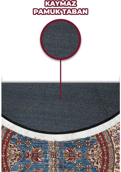 Bambu Yuvarlak Halı Kaymaz Pamuk Taban - KYH464